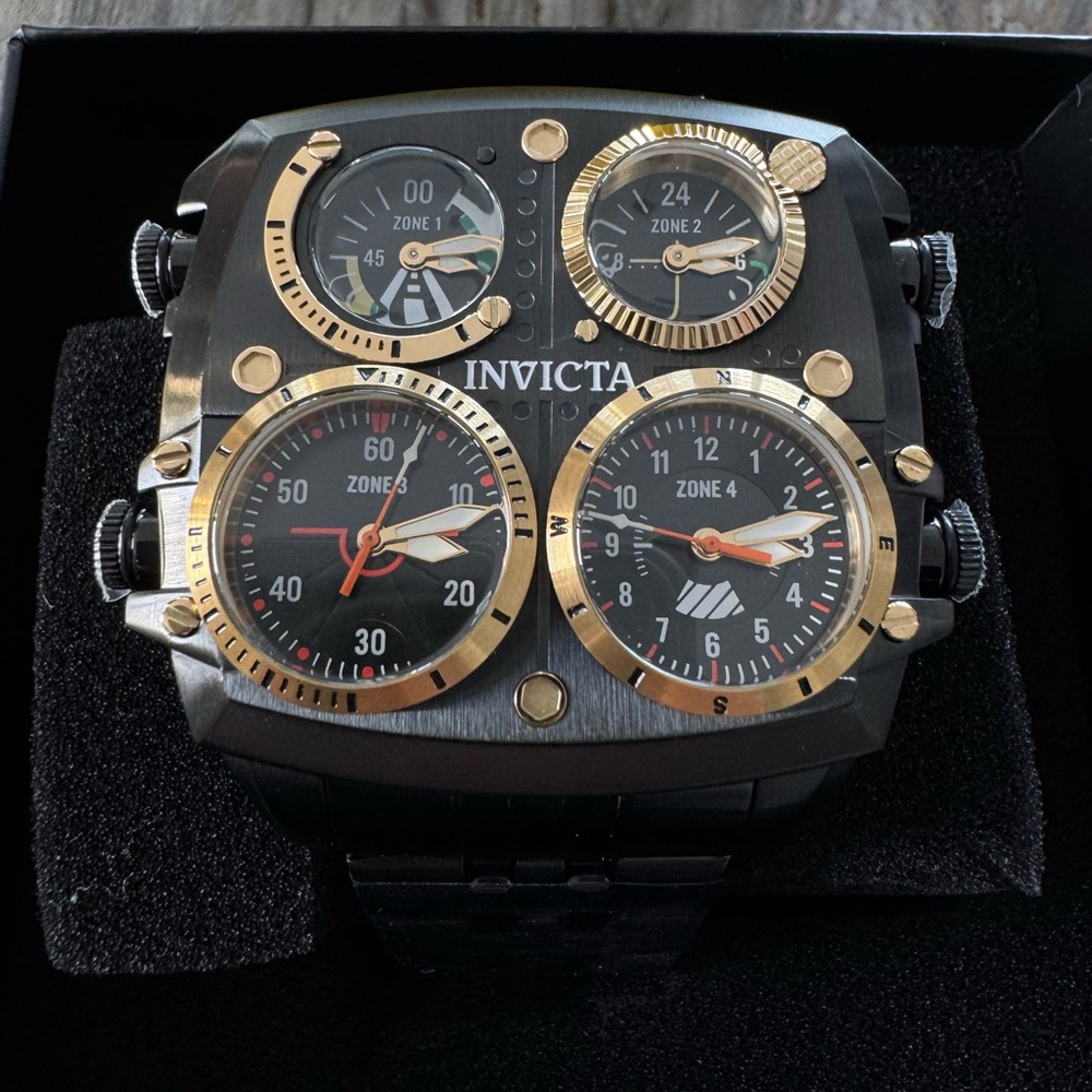 Invicta Aviator ZULU TIME 4 Zone Men's Watch - 50mm, Black (49606)